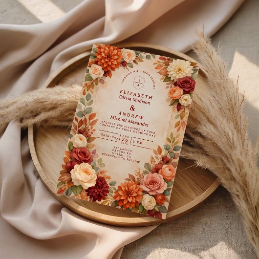 Autumn Floral Romance Wedding 招待状