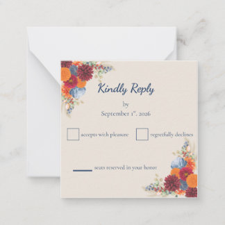 Autumn Floral RSVP Card ノートカード