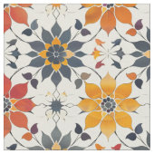 Autumn Floral Tile ファブリック (クローズアップ)