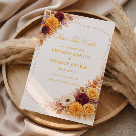 Autumn Floral Warm Announcement セーブザデート