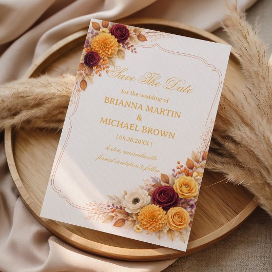 Autumn Floral Warm Announcement セーブザデート