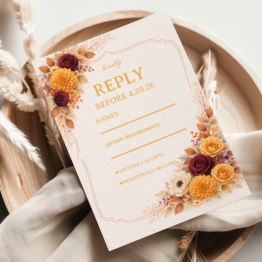 Autumn Floral Warm Response 出欠カード