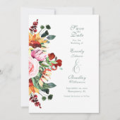Autumn Floral Watercolor Save the Date Wedding  招待状 (正面)