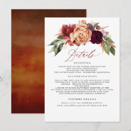 Autumn Floral Wedding Details Insert Card エンクロージャーカード