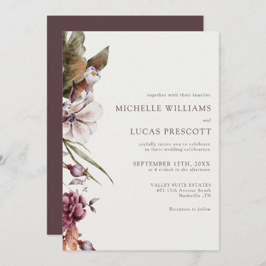 Autumn Floral Wedding Invitation 招待状 (正面/裏面)