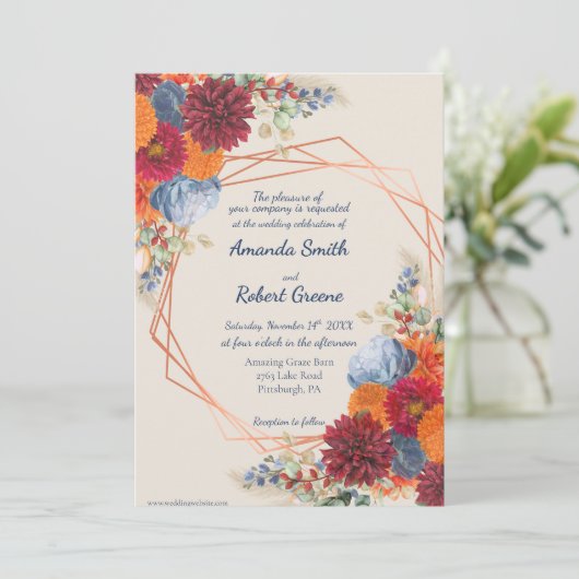 Autumn Floral Wedding Invitation 招待状 (スタンド正面)