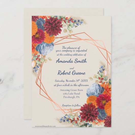 Autumn Floral Wedding Invitation 招待状 (正面/裏面)