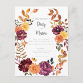 Autumn Floral with BoId watercolor bloom wedding ポストカード (正面)