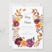 Autumn Floral with BoId watercolor bloom wedding  招待状 (正面)