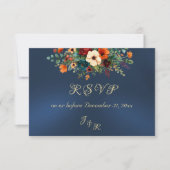 Autumn Floral & Wreath RSVP - Blue (正面)