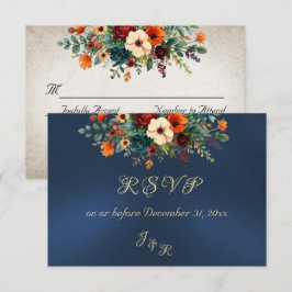 Autumn Floral & Wreath RSVP - Blue