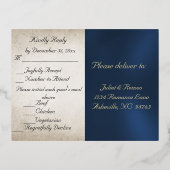 Autumn Floral & Wreath RSVP - Blue 箔招待状ポストカード (裏面)