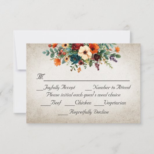 Autumn Floral & Wreath RSVP - Emerald (裏面)