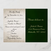 Autumn Floral & Wreath RSVP - Emerald 箔招待状ポストカード (裏面)