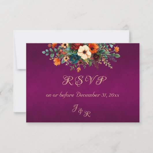 Autumn Floral & Wreath RSVP - Purple (正面)