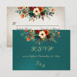 Autumn Floral & Wreath RSVP - Teal