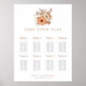 Autumn Florals 8 table Wedding Seating Plan ポスター (正面)