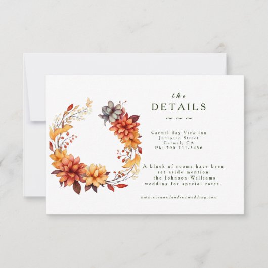 Autumn Florals Details Enclosure Card 出欠カード (正面)