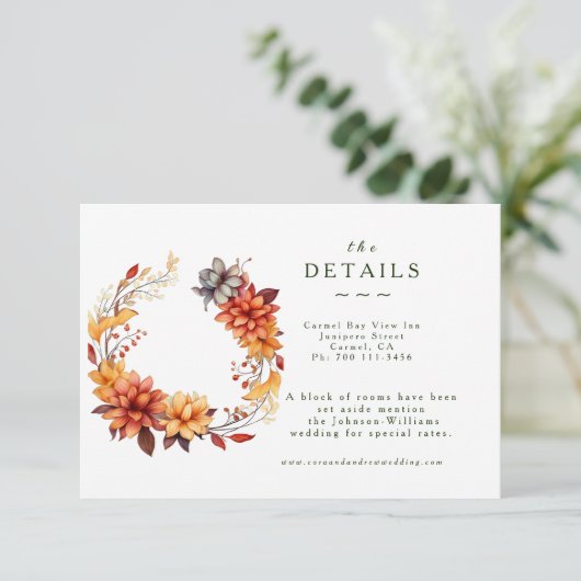 Autumn Florals Details Enclosure Card 出欠カード (スタンド正面)