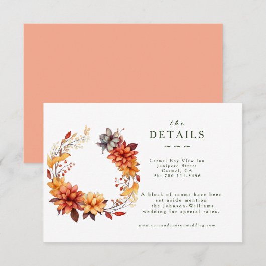 Autumn Florals Details Enclosure Card 出欠カード (正面/裏面)