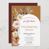 Autumn Florals Friendsgiving Dinner Invitation 招待状 (正面/裏面)