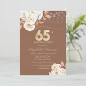 Autumn Flower Glitter Terracotta 65th Birthday 招待状 (スタンド正面)