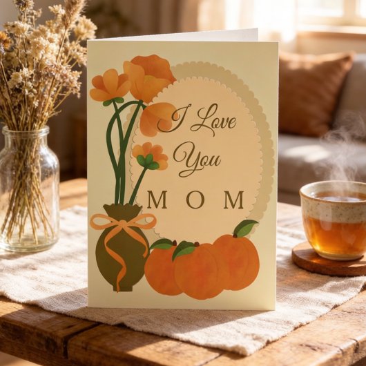 Autumn Flowers And Peaches Mothers Greeting カード