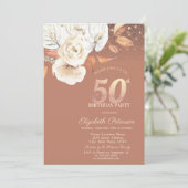 Autumn Flowers Lights Glitter 50th Birthday 招待状 (スタンド正面)