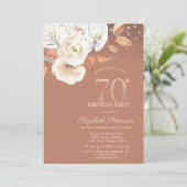 Autumn Flowers Lights Glitter 70th Birthday 招待状 (スタンド正面)