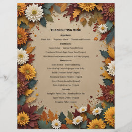 Autumn Flowers Menu Invitation レターヘッド