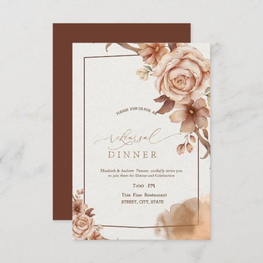 Autumn Flowers Rehearsal Dinner 招待状 (正面/裏面)