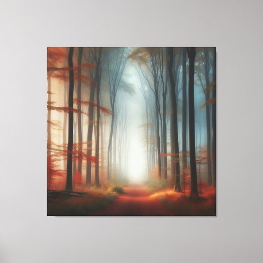 Autumn Fog Forest Canvas, Peaceful Fall Morning  キャンバスプリント (正面)