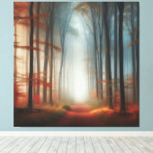 Autumn Fog Forest Canvas, Peaceful Fall Morning  キャンバスプリント (インサイチュ (ウッドフロア))