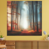 Autumn Fog Forest Canvas, Peaceful Fall Morning  キャンバスプリント (インサイチュ (リビング))