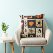 Autumn Folk Art Quilt Pattern | Rustic Botanical クッション (椅子)