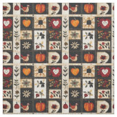Autumn Folk Art Quilt Pattern | Rustic Botanical ファブリック (見本)