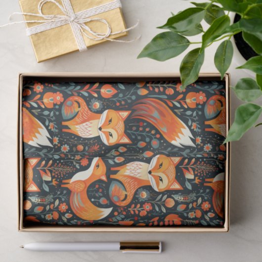 Autumn Forest Animal Fox Decoupage Paper 薄葉紙 (ギフト)