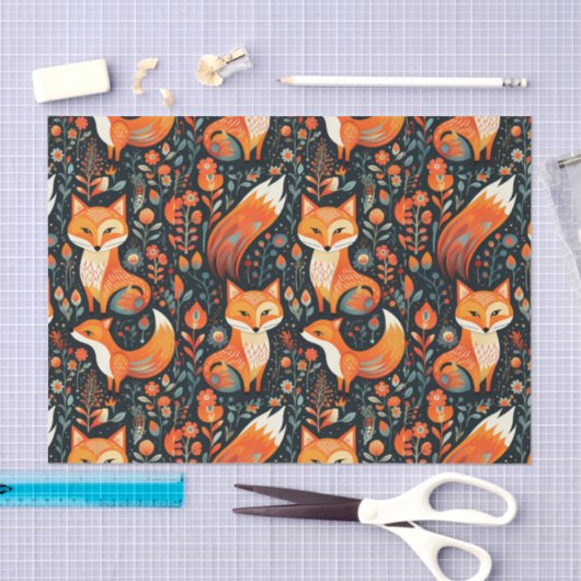 Autumn Forest Animal Fox Decoupage Paper 薄葉紙 (クラフト)