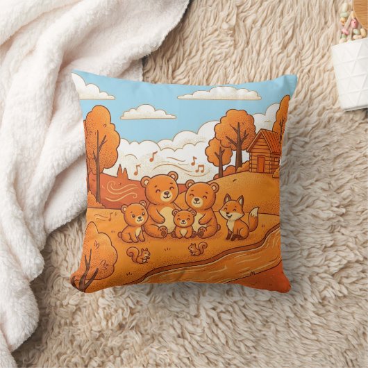 Autumn Forest Animals クッション (ブランケット)