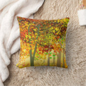 Autumn Forest Colorful Leaves Throw Pillow クッション (ブランケット)