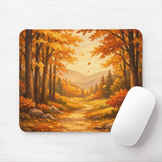 Autumn Forest Illustration Mouse Pad マウスパッド (マウス)