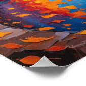 Autumn Forest Path with Flowing Stream Landscape ポスター (角)