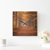 Autumn Forest Wall Clock – Cozy Nature Design スクエア壁時計 (ホーム)