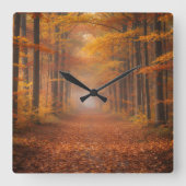 Autumn Forest Wall Clock – Cozy Nature Design スクエア壁時計 (正面)