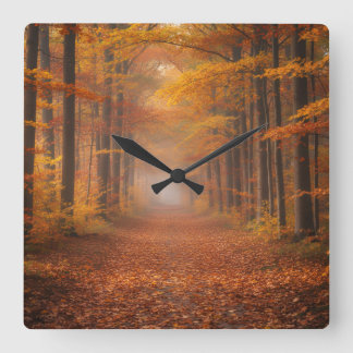 Autumn Forest Wall Clock – Cozy Nature Design スクエア壁時計