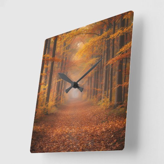 Autumn Forest Wall Clock – Cozy Nature Design スクエア壁時計 (傾斜)