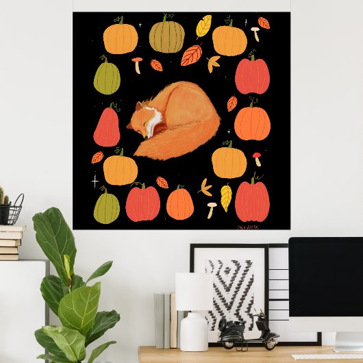 Autumn fox Acrylic Keychain ポスター (ホームオフィス)