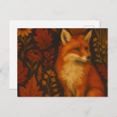 Autumn Fox Art Poster - Cozy Fall Woodland  ポストカード (正面/裏面)