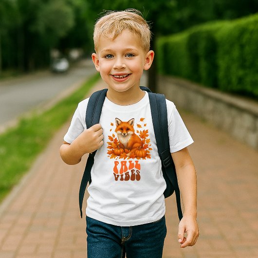 Autumn fox illustration & Fall Vibes script トライブレンドＴシャツ