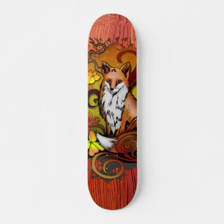 Autumn Fox Red Wood Grain Illustration スケートボード